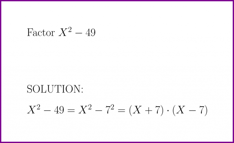 Factor X^2 49 (problem with solution) [factor binomial]